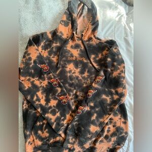 Bleached Orange Alternative Skater Hoodie New York Butterfly